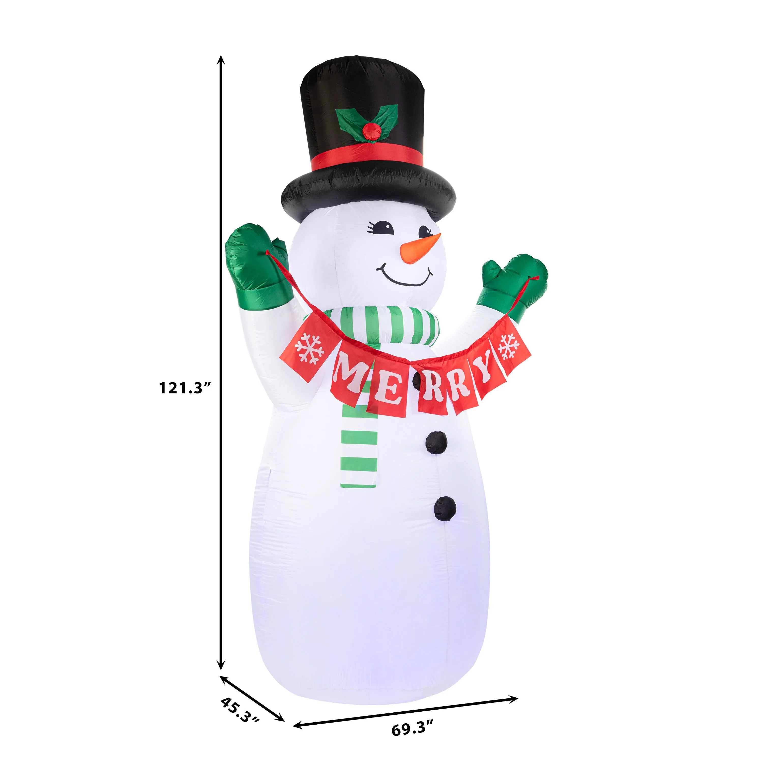 10 ft. Outdoor Lit Inflatable - Merry Snowman