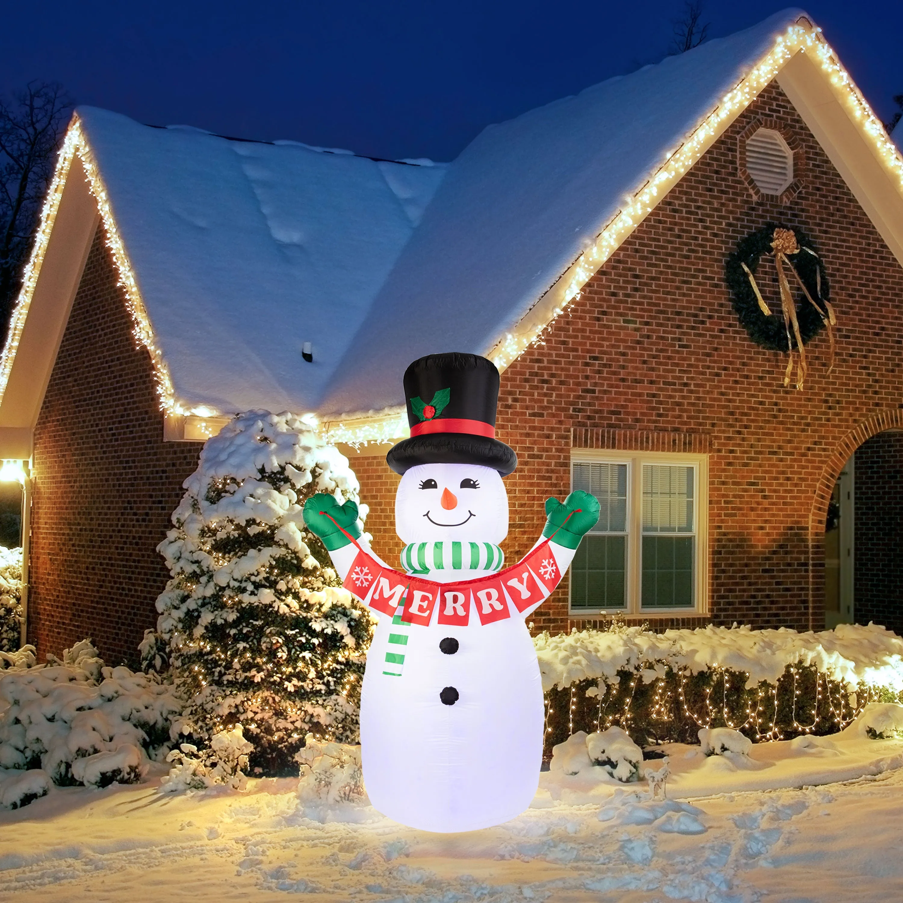 10 ft. Outdoor Lit Inflatable - Merry Snowman