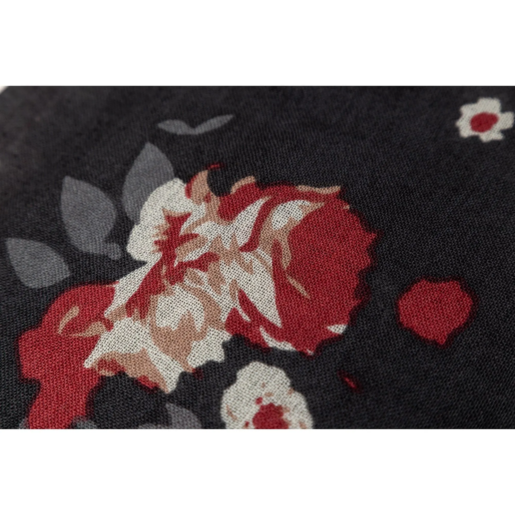 100% Australian Wool Print Scarf Black Floral