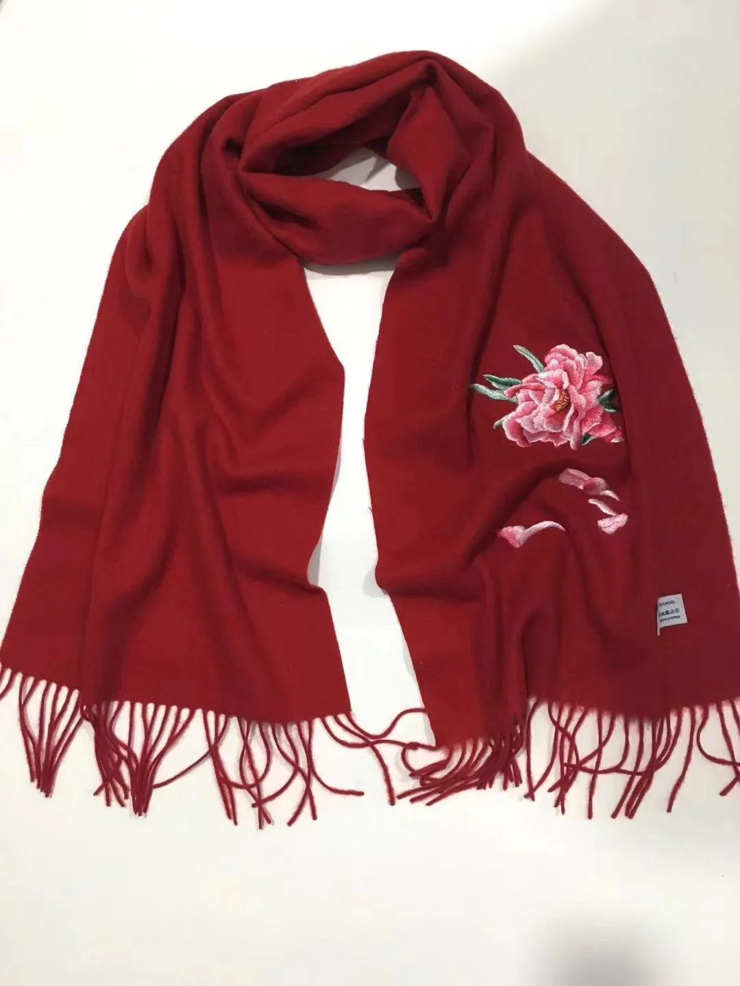 161218 Hand double embroideried Su Embroidery cashmere pashm scarf 1piece