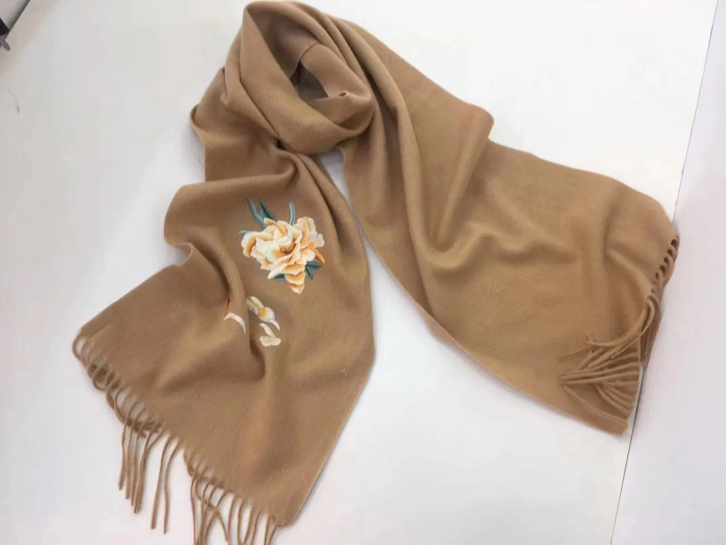 161218 Hand double embroideried Su Embroidery cashmere pashm scarf 1piece