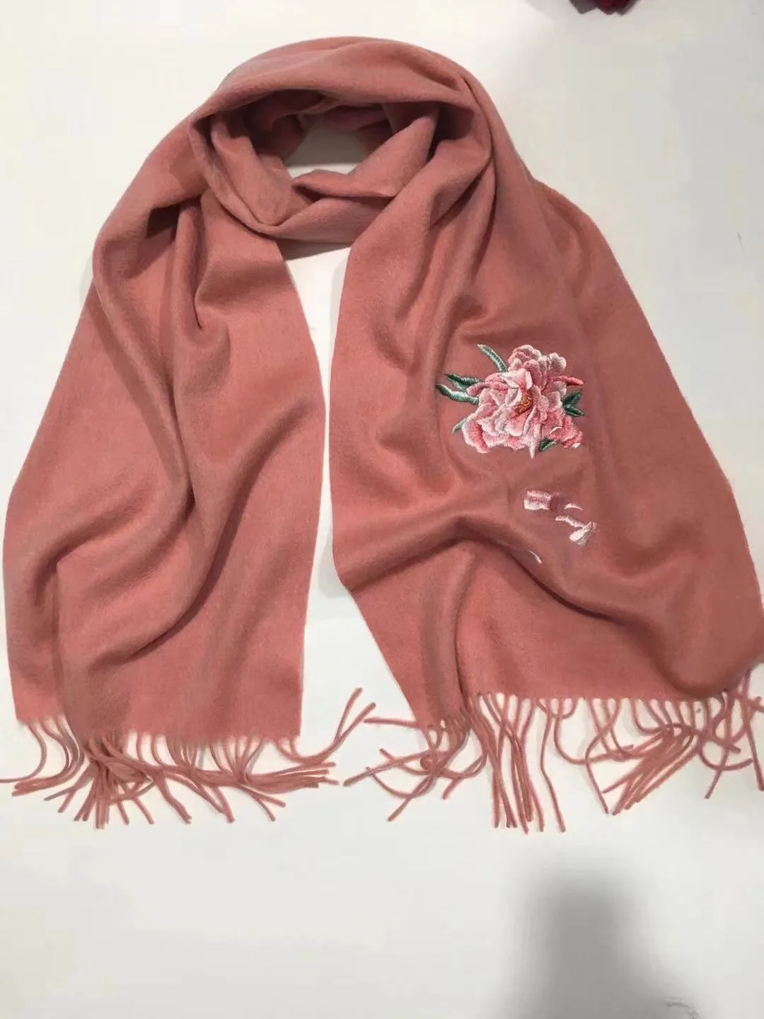 161218 Hand double embroideried Su Embroidery cashmere pashm scarf 1piece