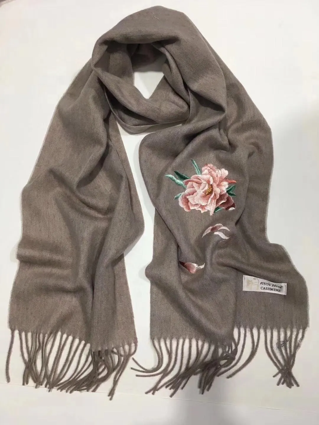 161218 Hand double embroideried Su Embroidery cashmere pashm scarf 1piece