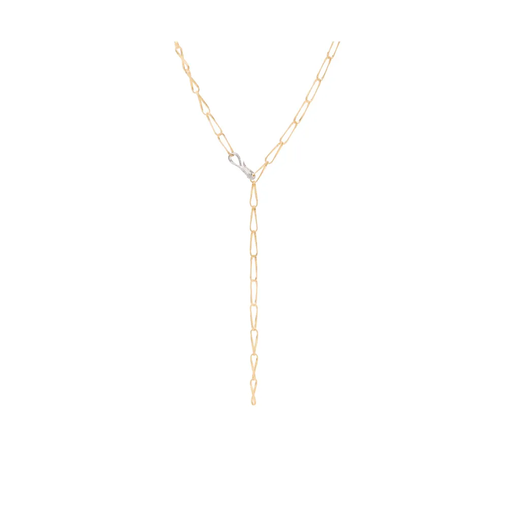 18K Gold Marrackech Onde Twisted Coil Link Lariat With Diamond Clasp