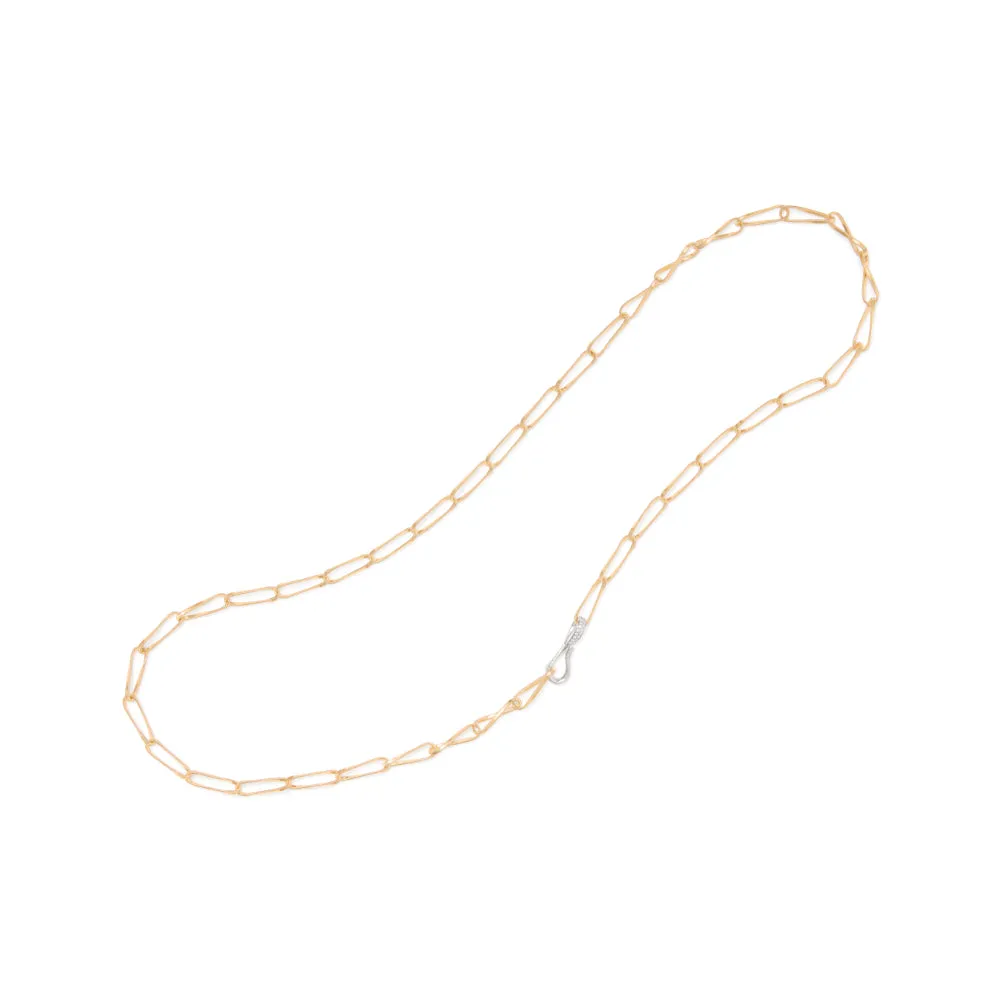 18K Gold Marrackech Onde Twisted Coil Link Lariat With Diamond Clasp