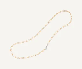 18K Yellow Gold Twisted Coil Link Lariat With Diamond Clasp