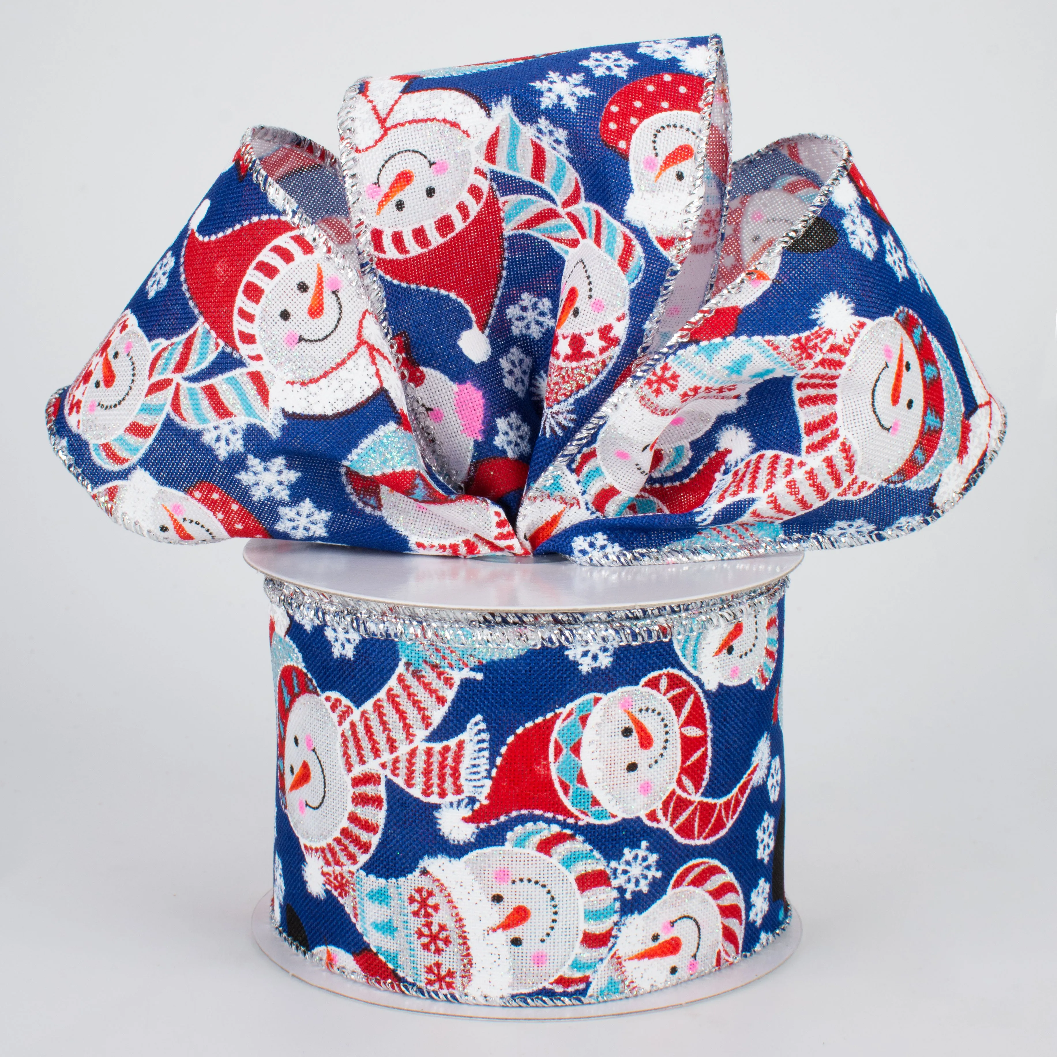 2.5" Winter Snowman Ribbon: Royal Blue (10 Yards)