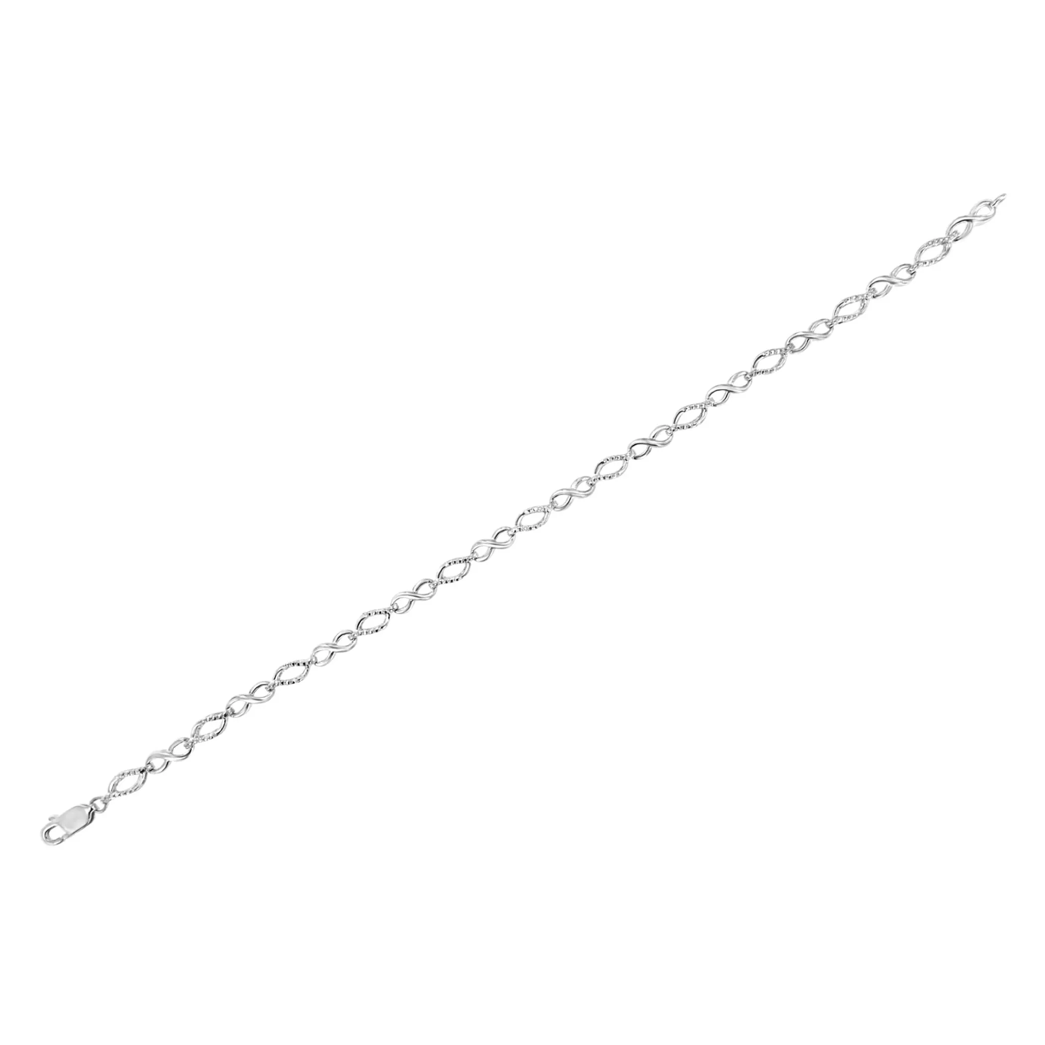 .925 Sterling Silver Diamond Accent Alternating Infinity Shape and Pear Shape Link Bracelet (I-J Color, I3 Clarity) - 7.25" Inches