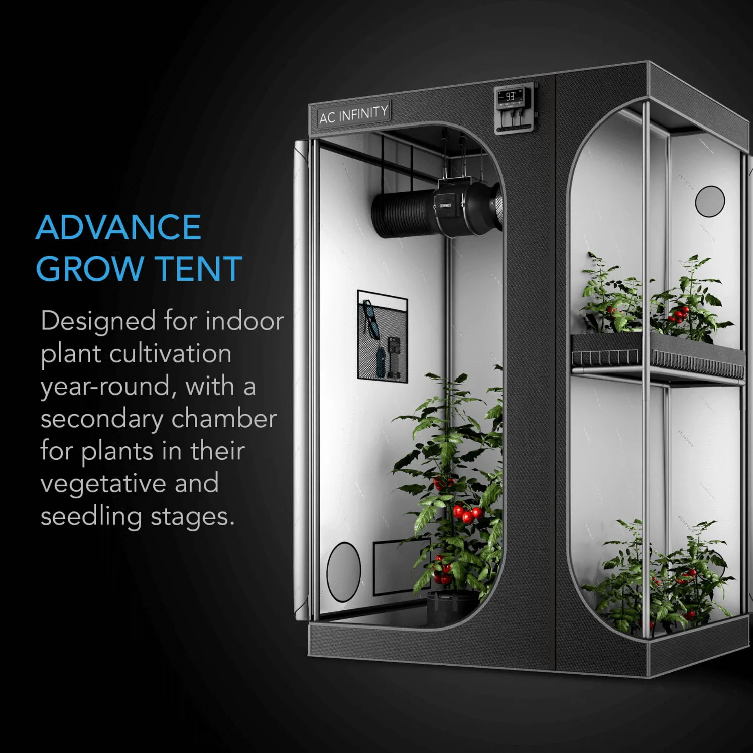 AC Infinity CLOUDLAB 632D, 2-in-1 Advance Grow Tent 3x2, 2000D Mylar Canvas, 36" x 24" x 60"