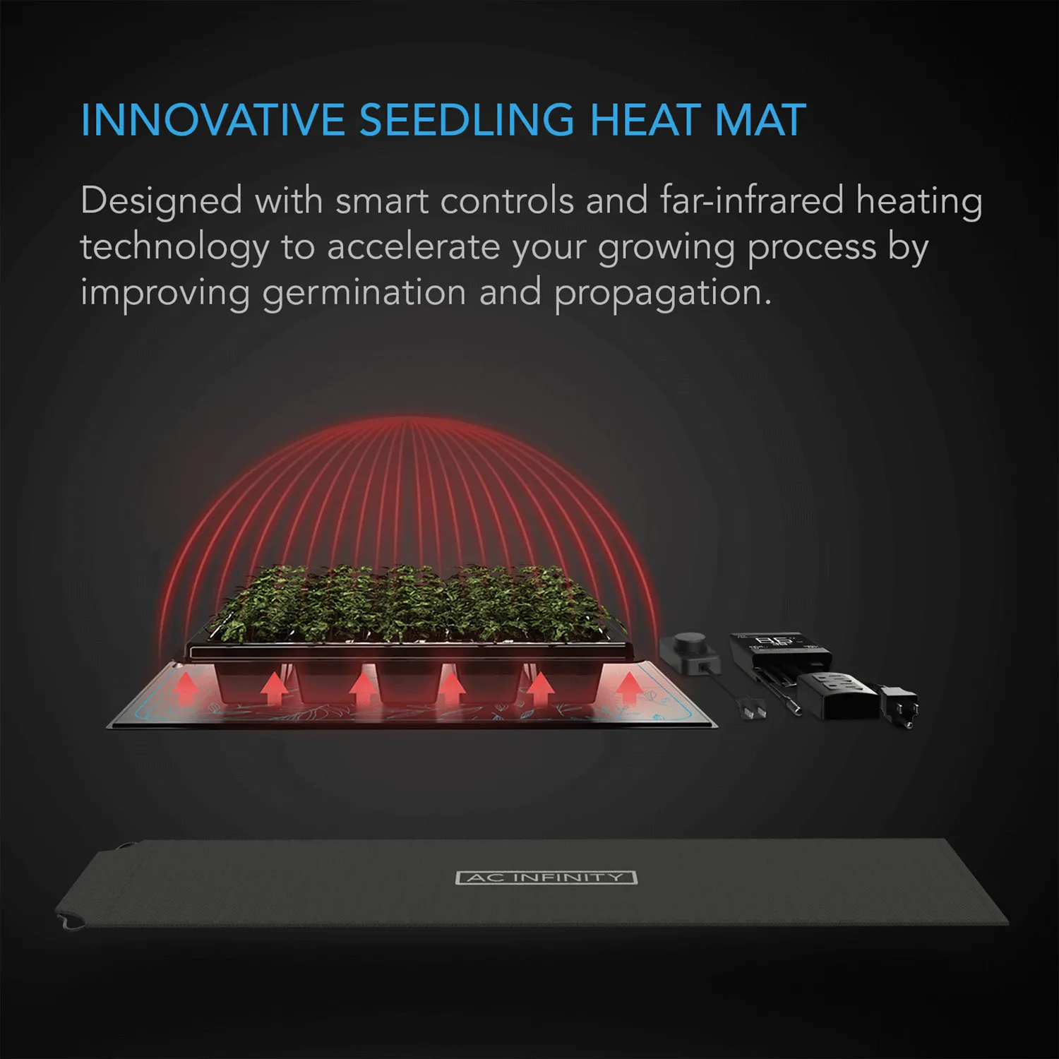 AC Infinity SUNCORE T1, Seedling Heat Mat, Digital Thermostat with Heat Controller, 3" x 20"