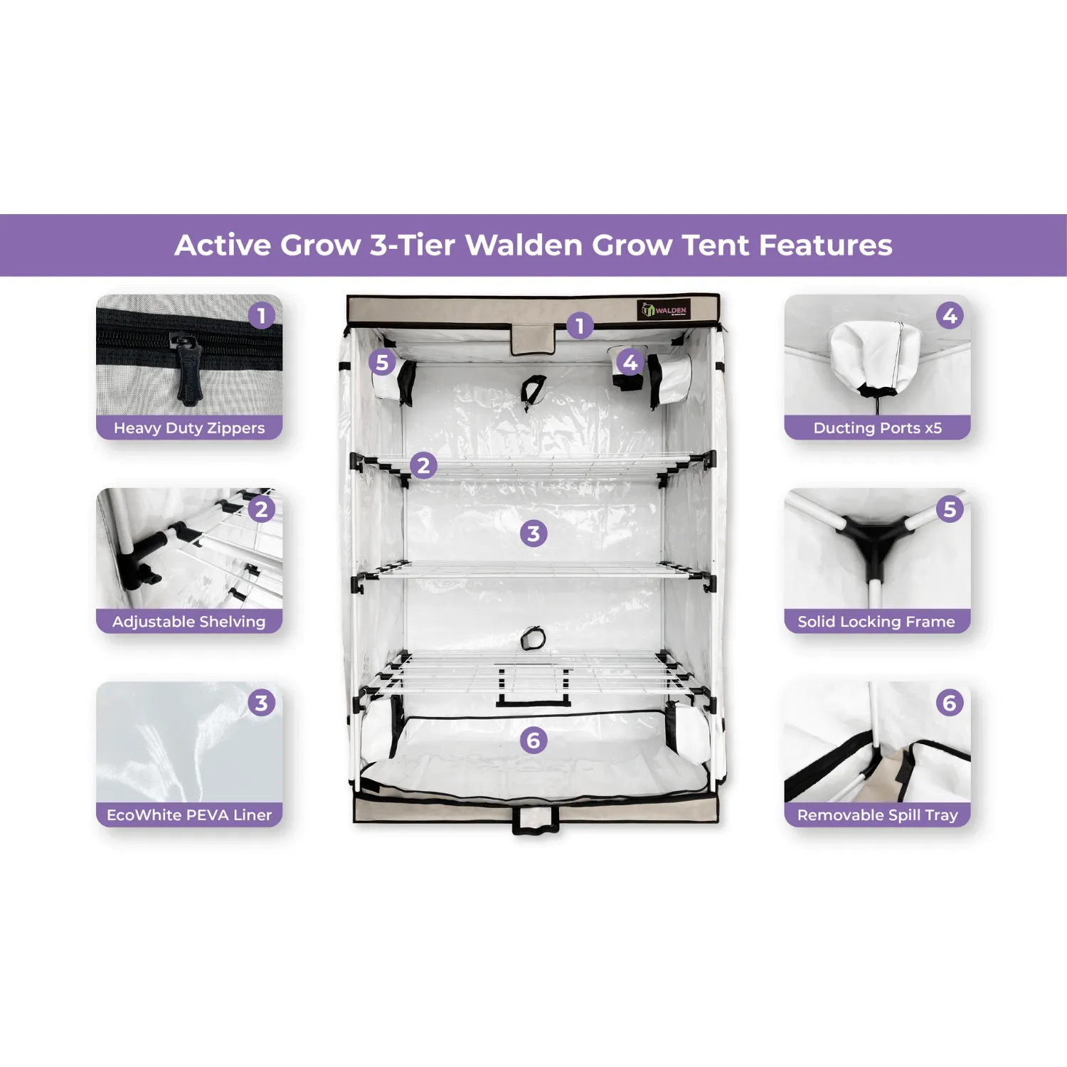 Active Grow 2' x 4' 3-Tier Walden White Grow Tent