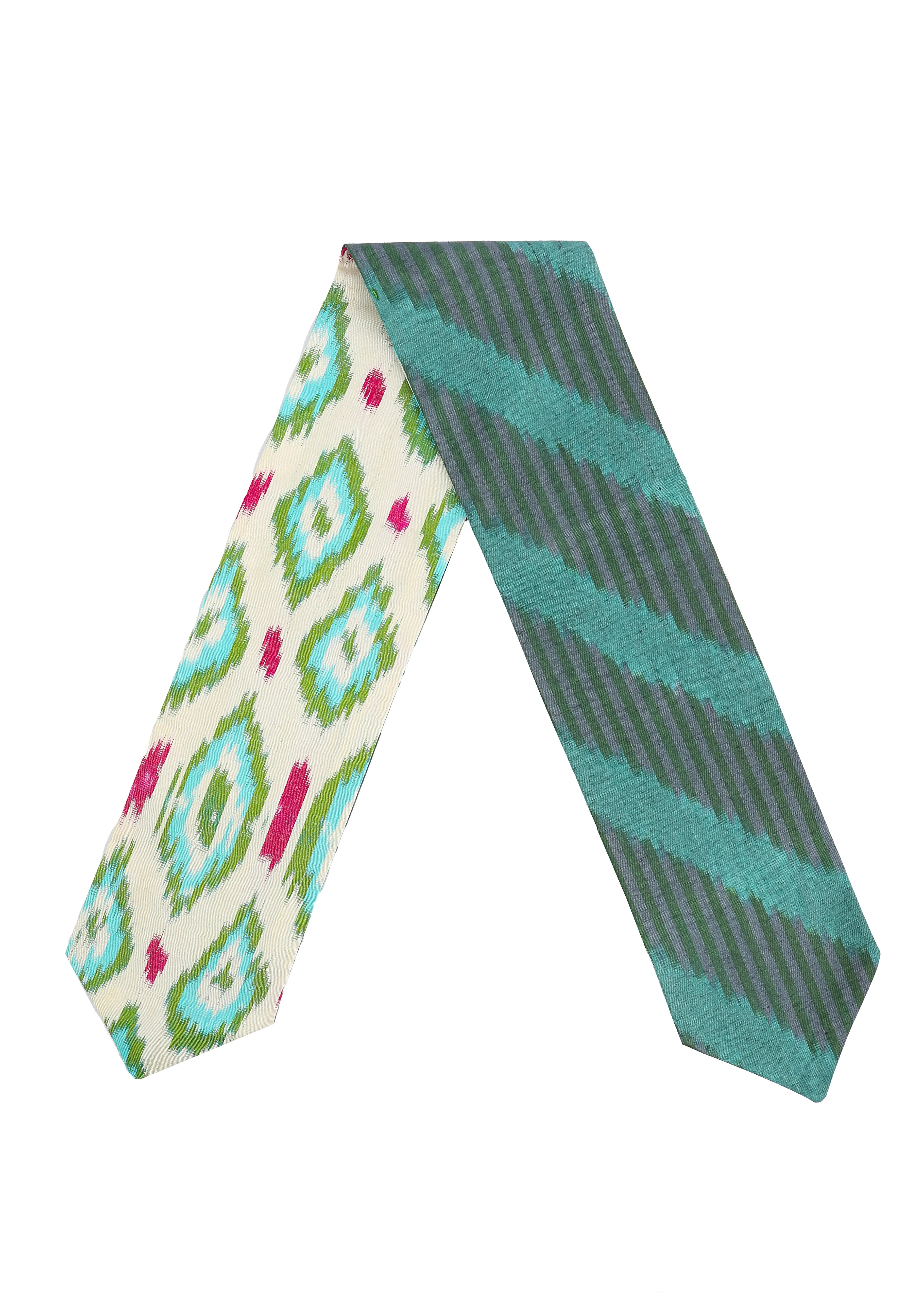 Addison Silk Ikat Twilly / Neck Scarf - Green