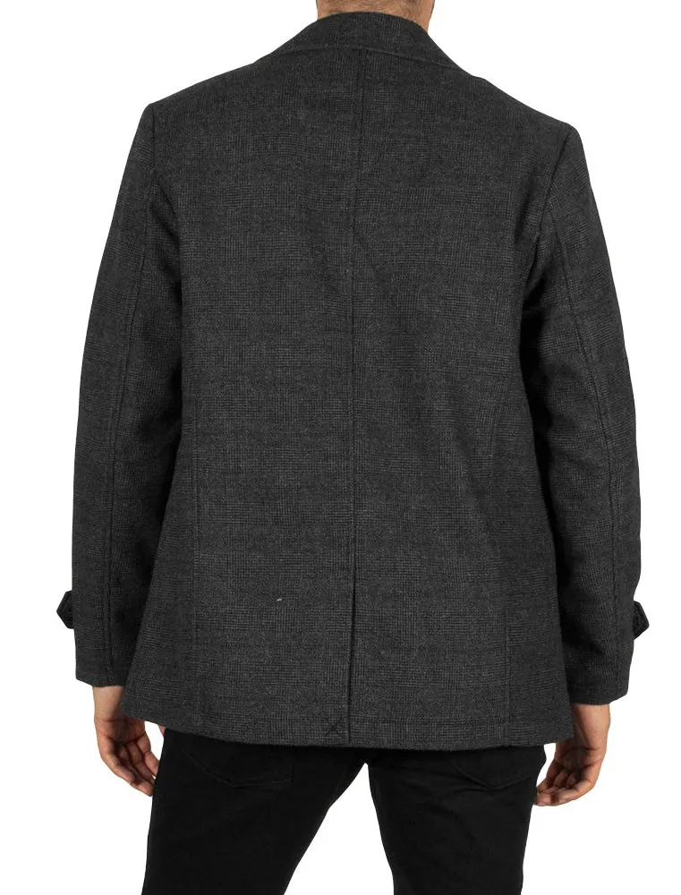 Alaska Double Breasted Wool Blend Peacoat in Grey Check  - Tokyo Laundry