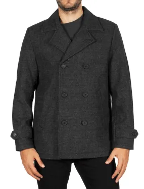 Alaska Double Breasted Wool Blend Peacoat in Grey Check  - Tokyo Laundry