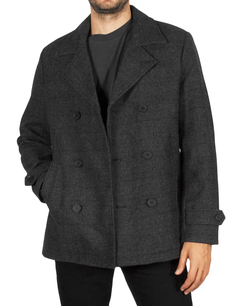 Alaska Double Breasted Wool Blend Peacoat in Grey Check  - Tokyo Laundry