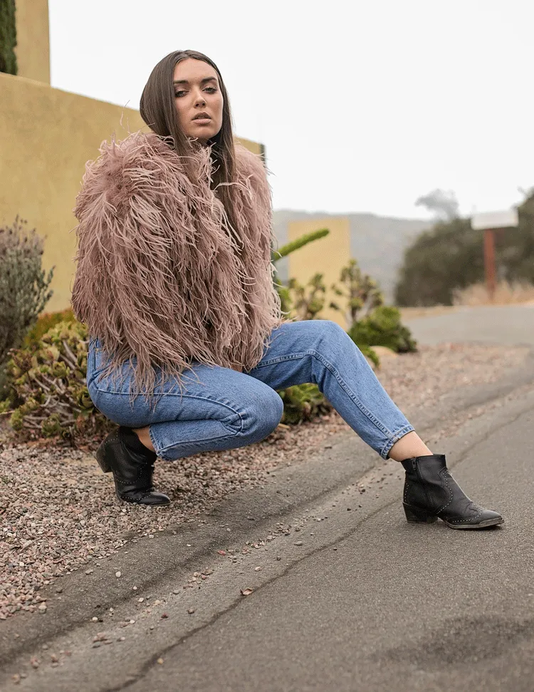 Alice - Feather Jacket in Dusty Rose