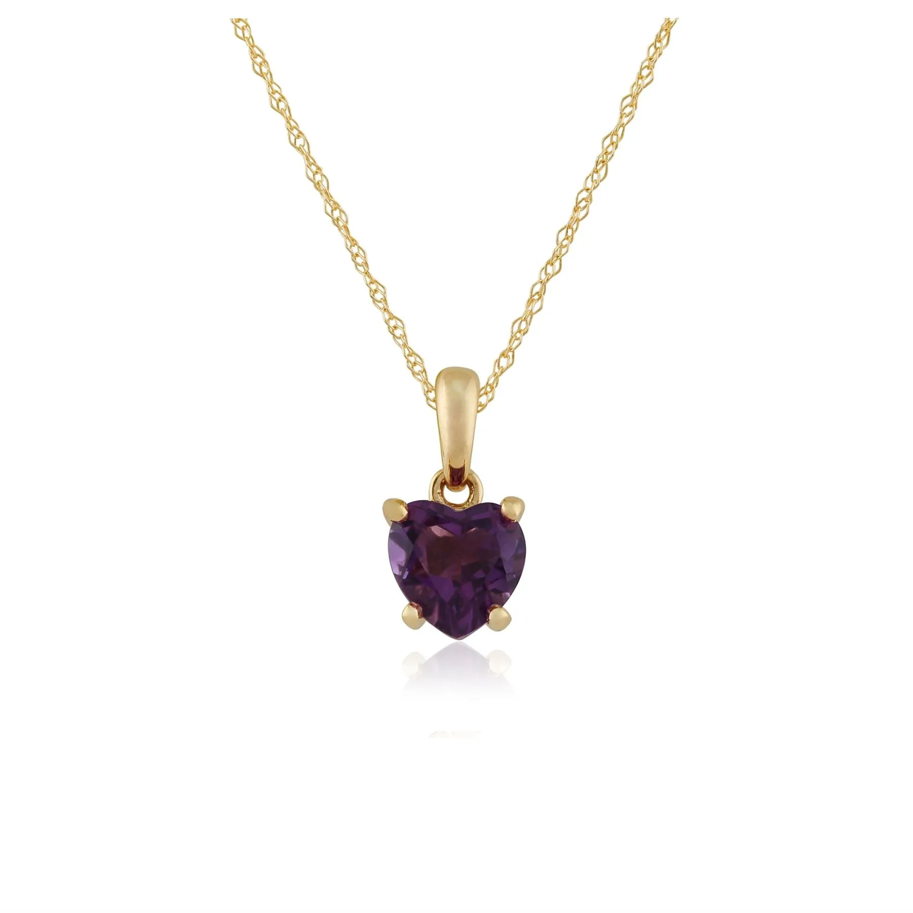 Amethyst Halskette, 9 Karat Gelbgold 0.67ct Klaue Satz Amethyst Herz Anhänger auf 45cm Kette