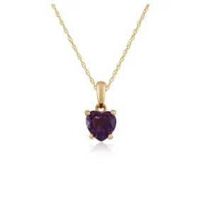 Amethyst Halskette, 9 Karat Gelbgold 0.67ct Klaue Satz Amethyst Herz Anhänger auf 45cm Kette