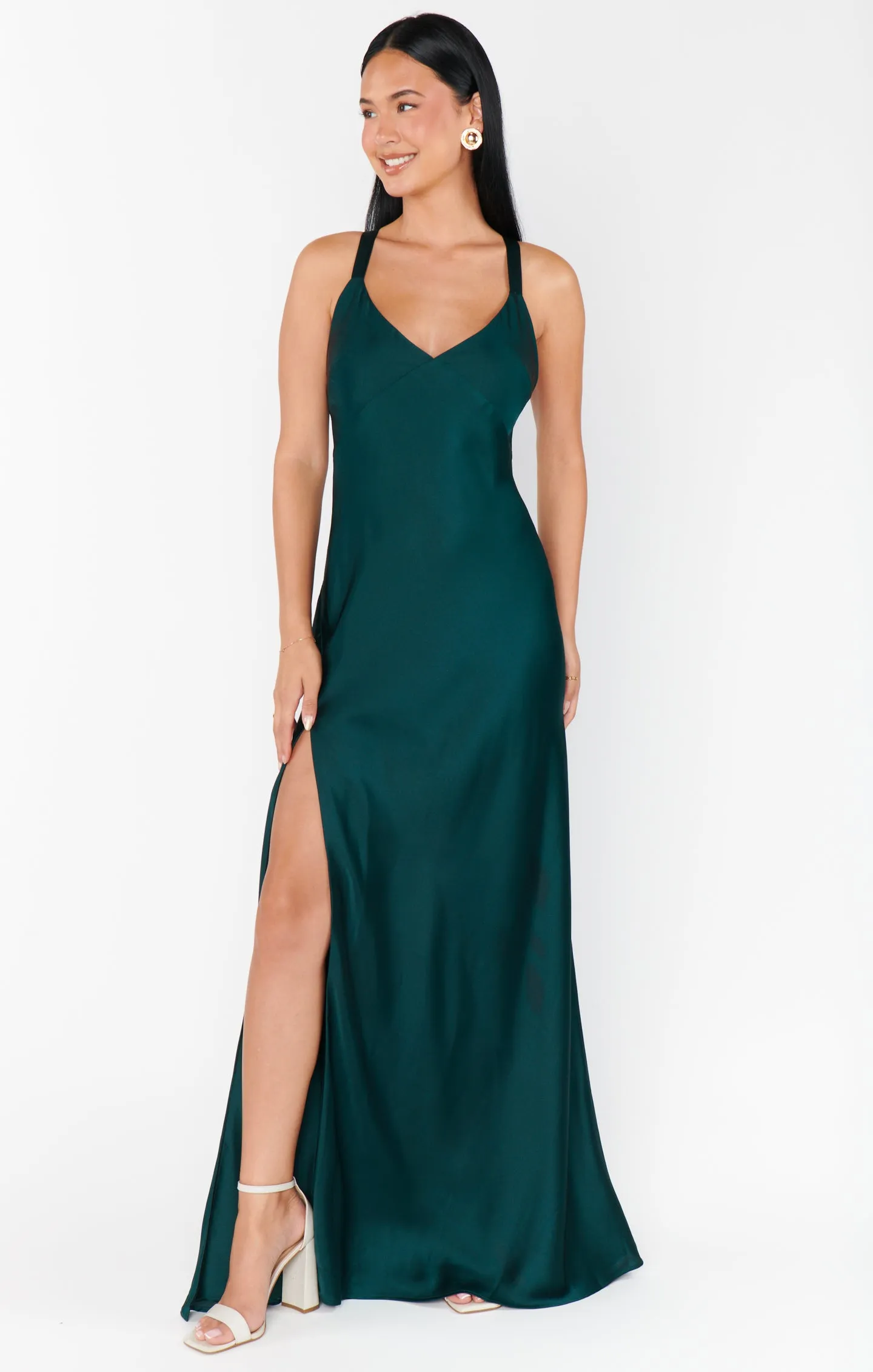 Anderson Maxi Dress ~ Deep Emerald Luxe Satin