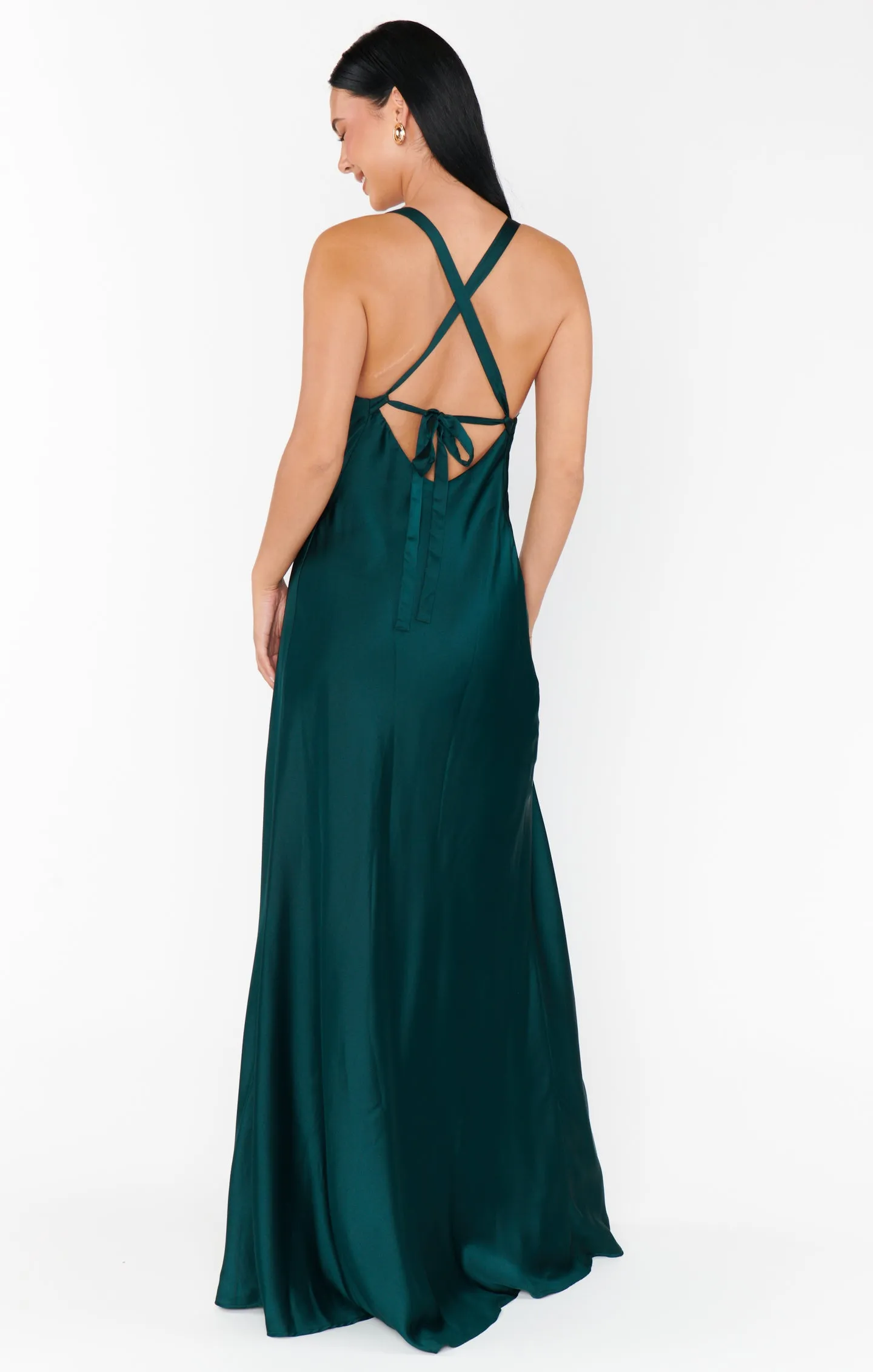 Anderson Maxi Dress ~ Deep Emerald Luxe Satin