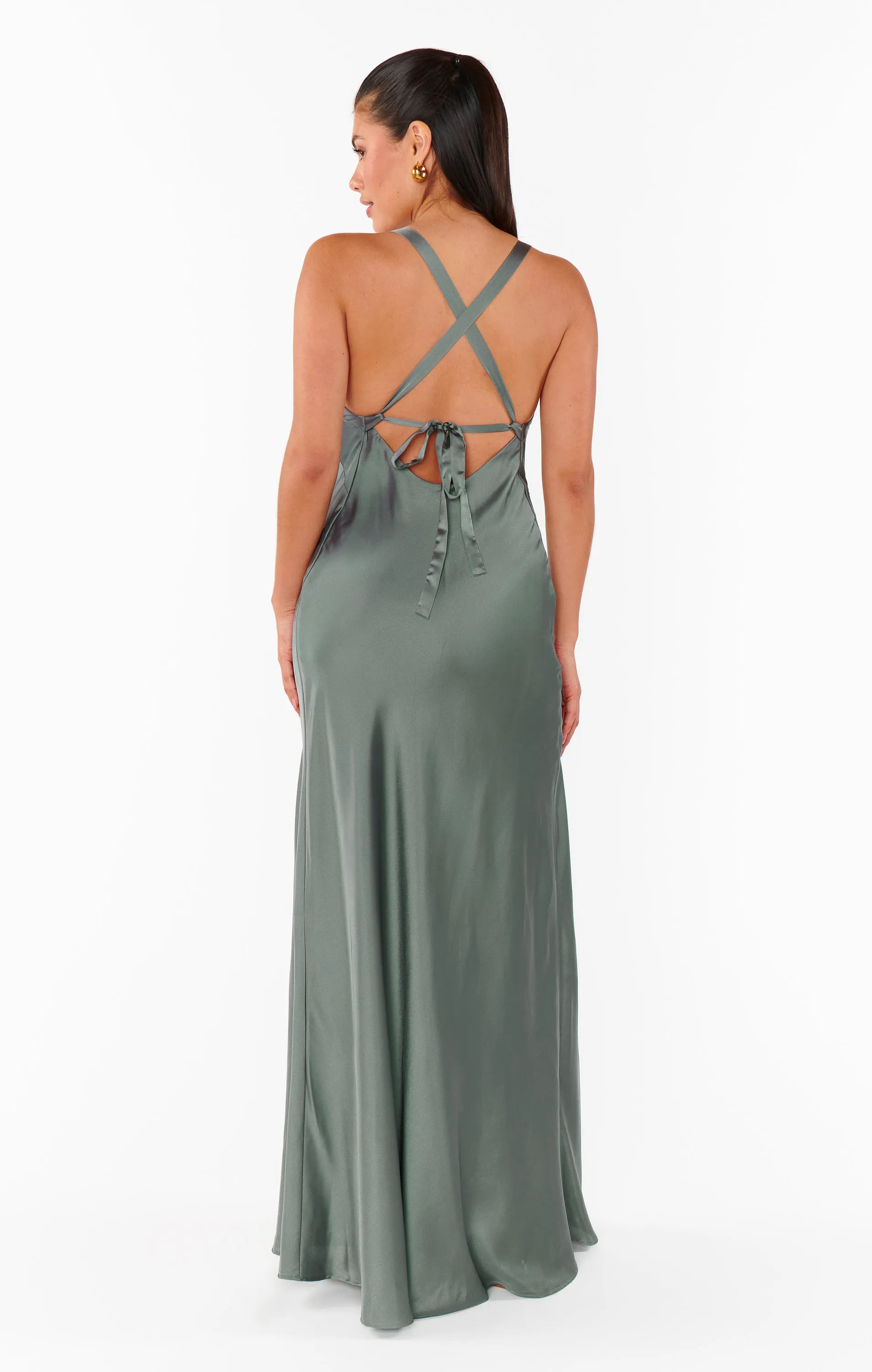 Anderson Maxi Dress ~ Deep Sage Luxe Satin