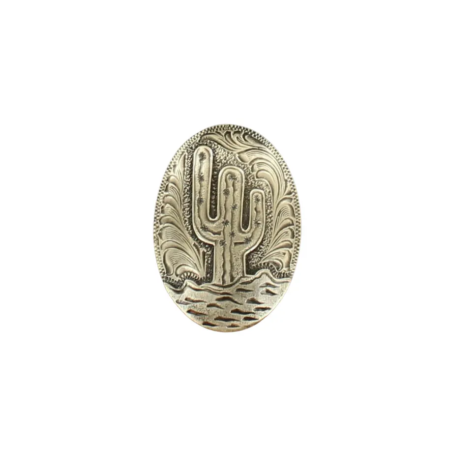 Antique Silver Oval Cactus Scarf Slide