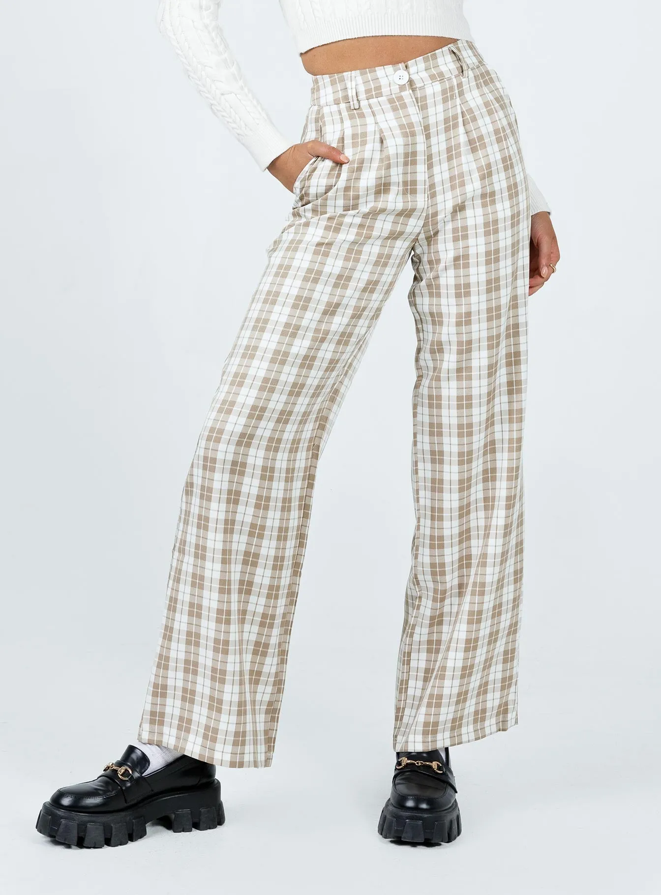 Archer Pants Beige Plaid