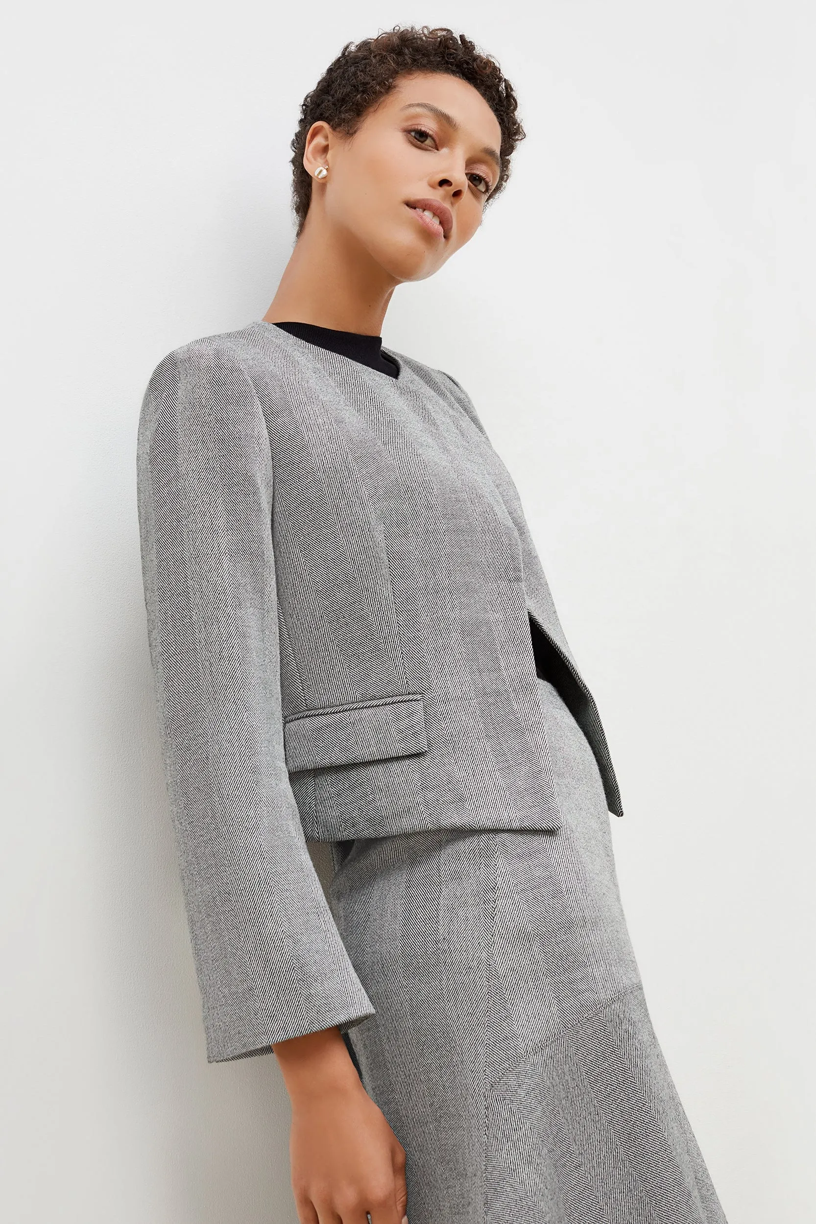 Arden Jacket - Wool Herringbone :: Ivory / Black