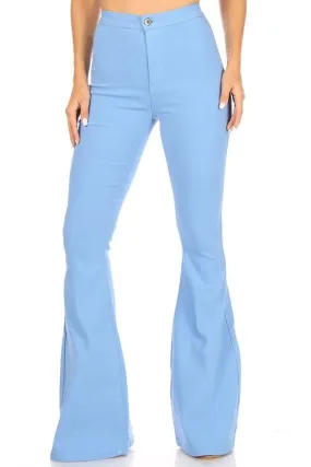 Baby Blue High Waist Super Stretch Disco Bell Bottom Pants