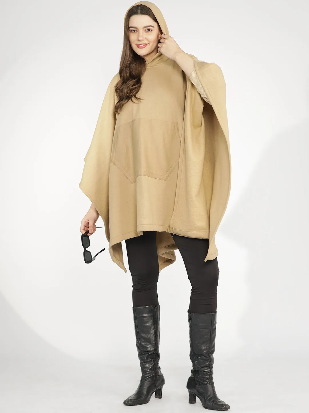 Beige Poncho Hoodie