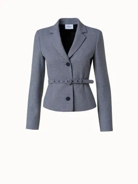 Belted Jacket in Micro Houndstooth Pebble Crêpe