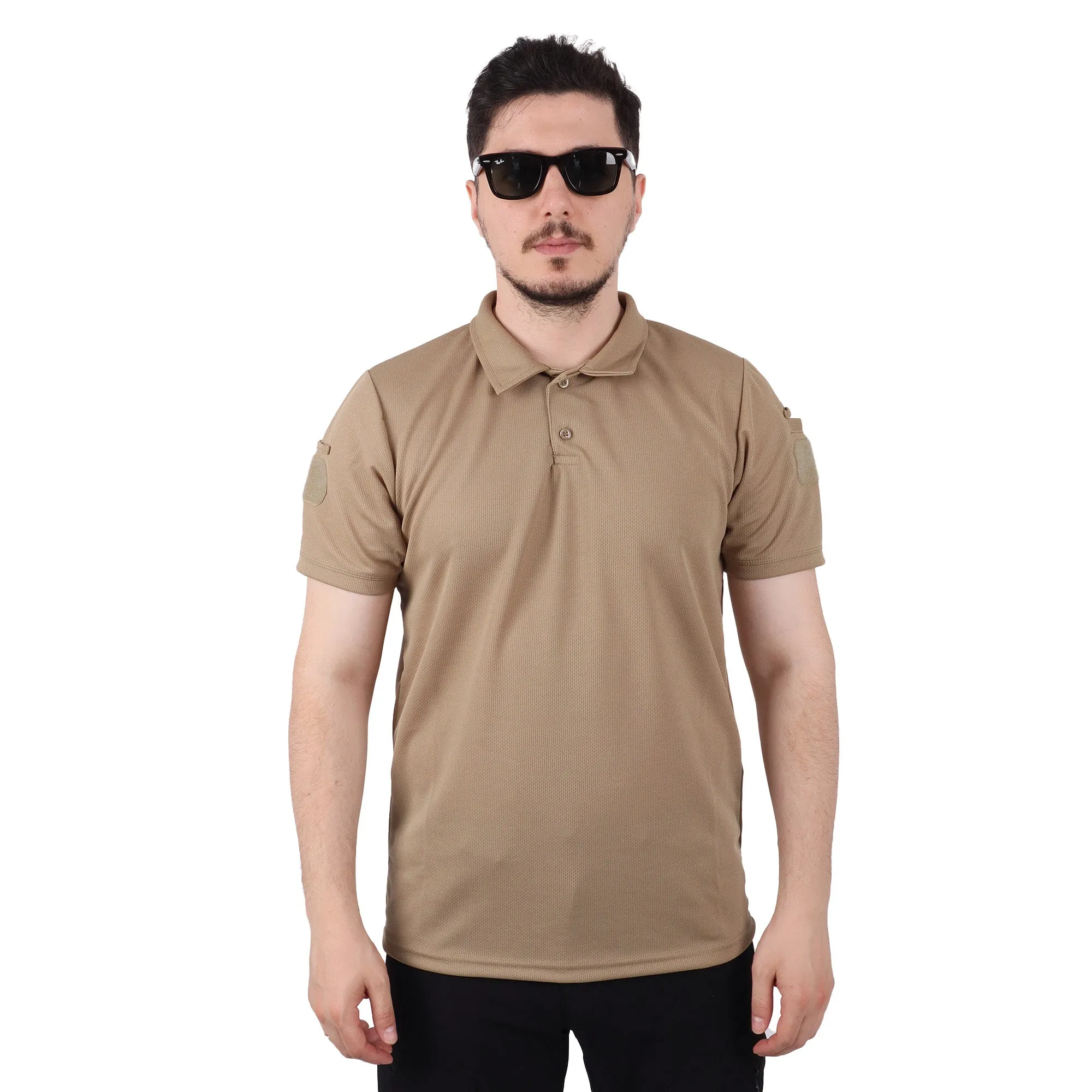 Black Tactical Collared T-Shirt with Veil Area