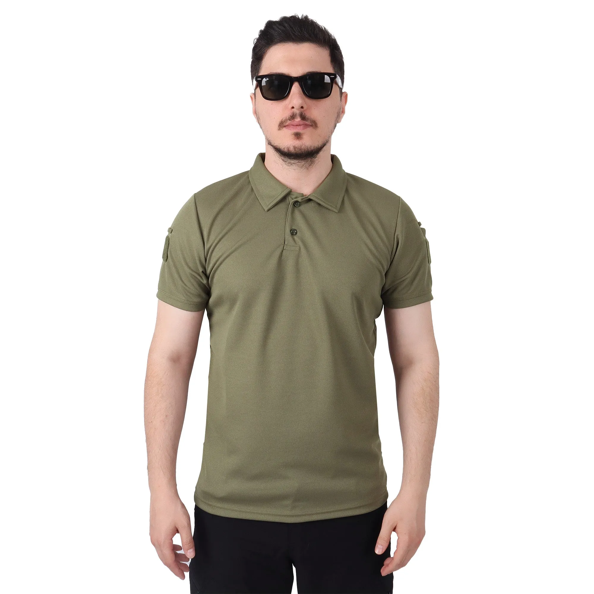 Black Tactical Collared T-Shirt with Veil Area