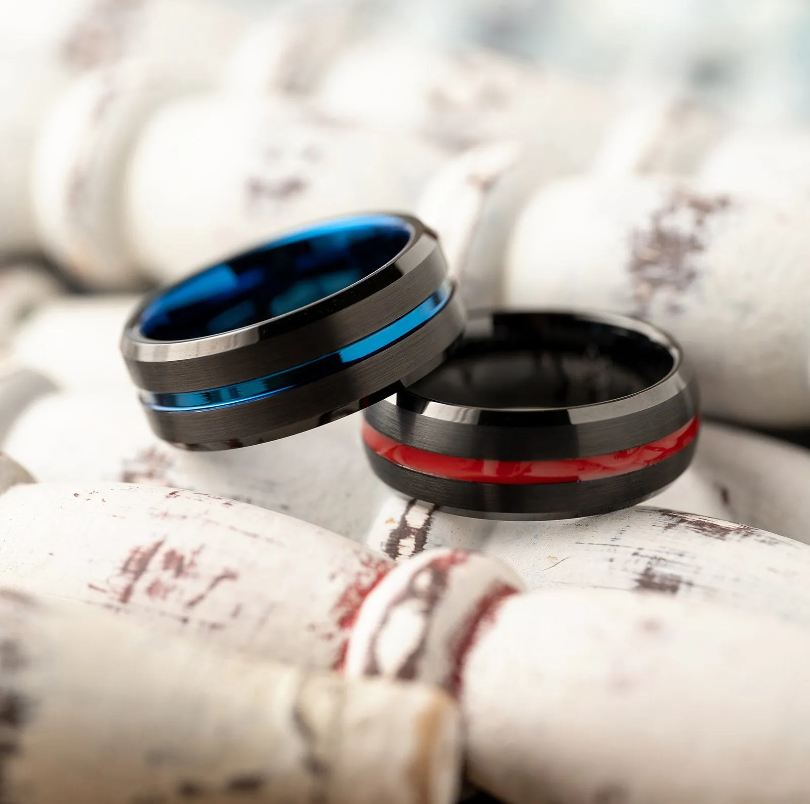 Black Tungsten Ring Blue Infinity