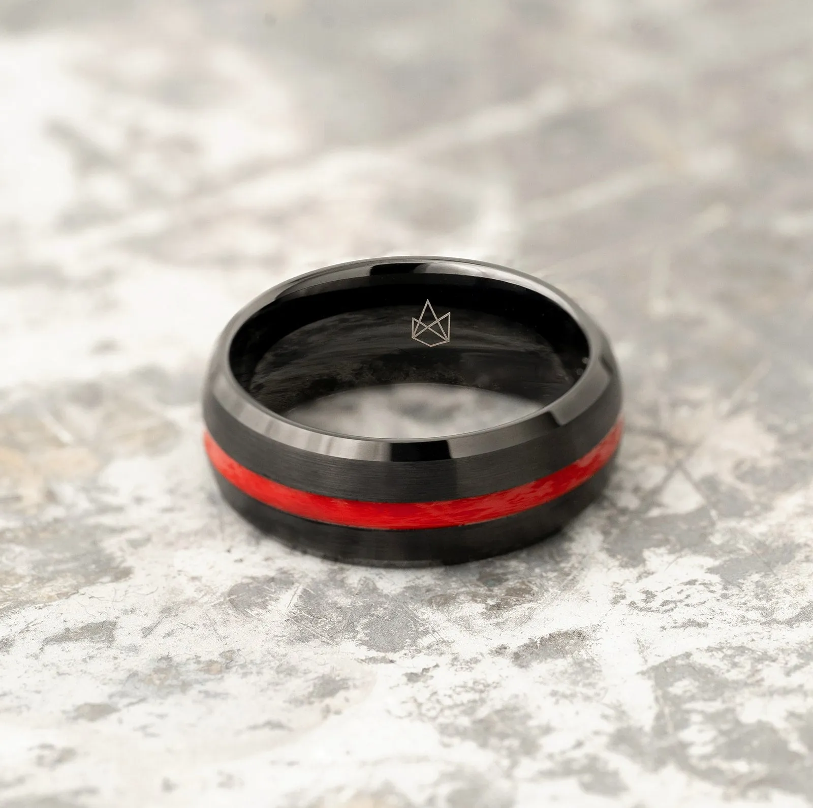 Black Tungsten Ring Red Infinity