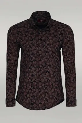 Bloom Patterned Brown Slim Fit Shirt - Wessi