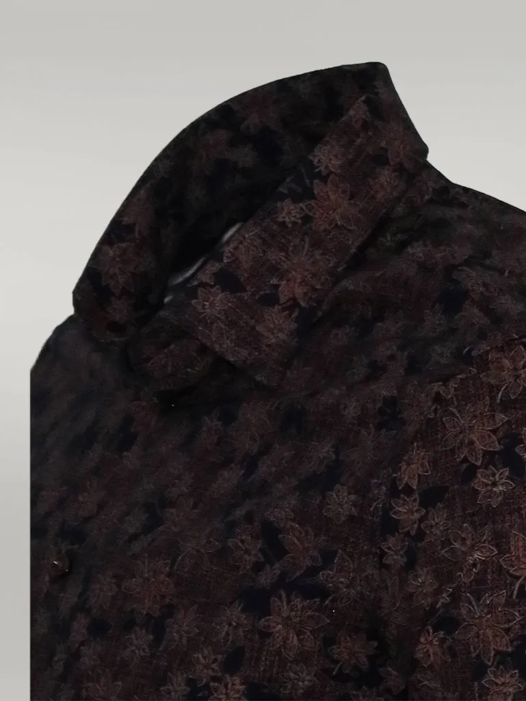 Bloom Patterned Brown Slim Fit Shirt - Wessi