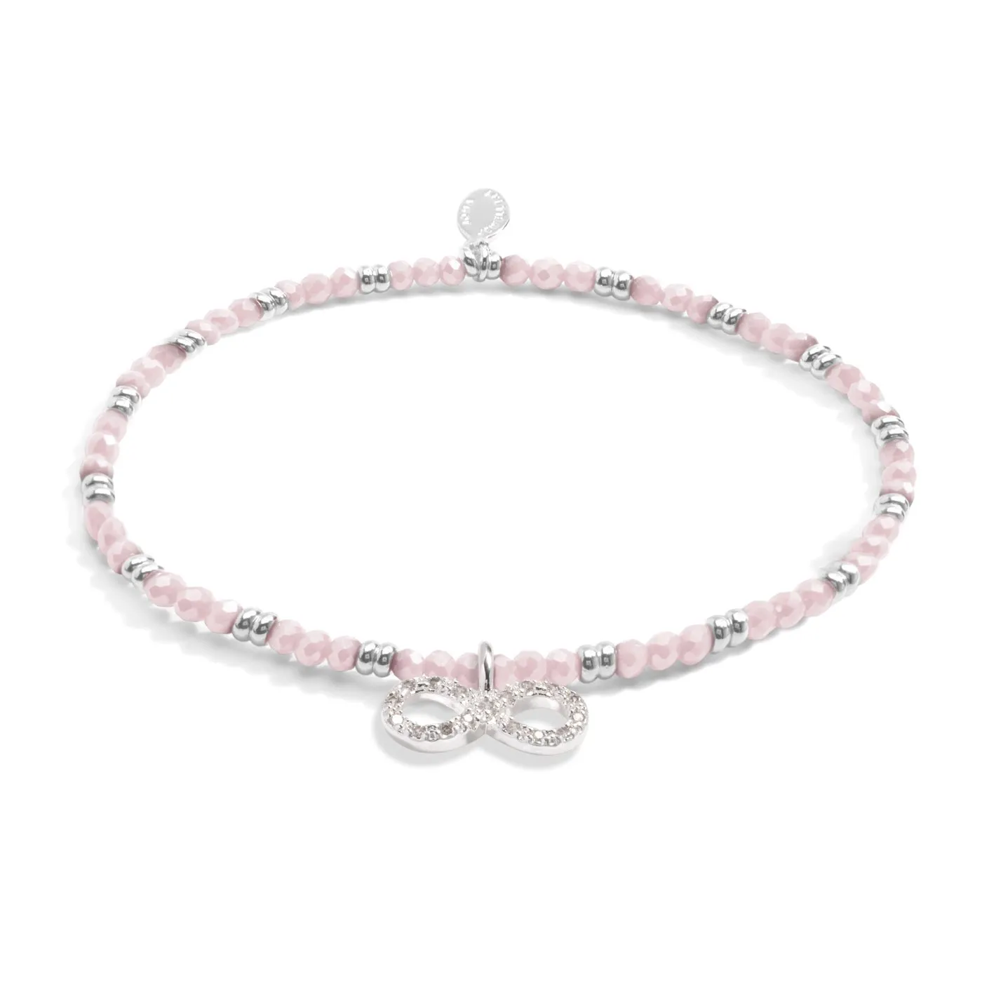 Boho Beads Infinity Pink Silver Plated Bracelet 7779