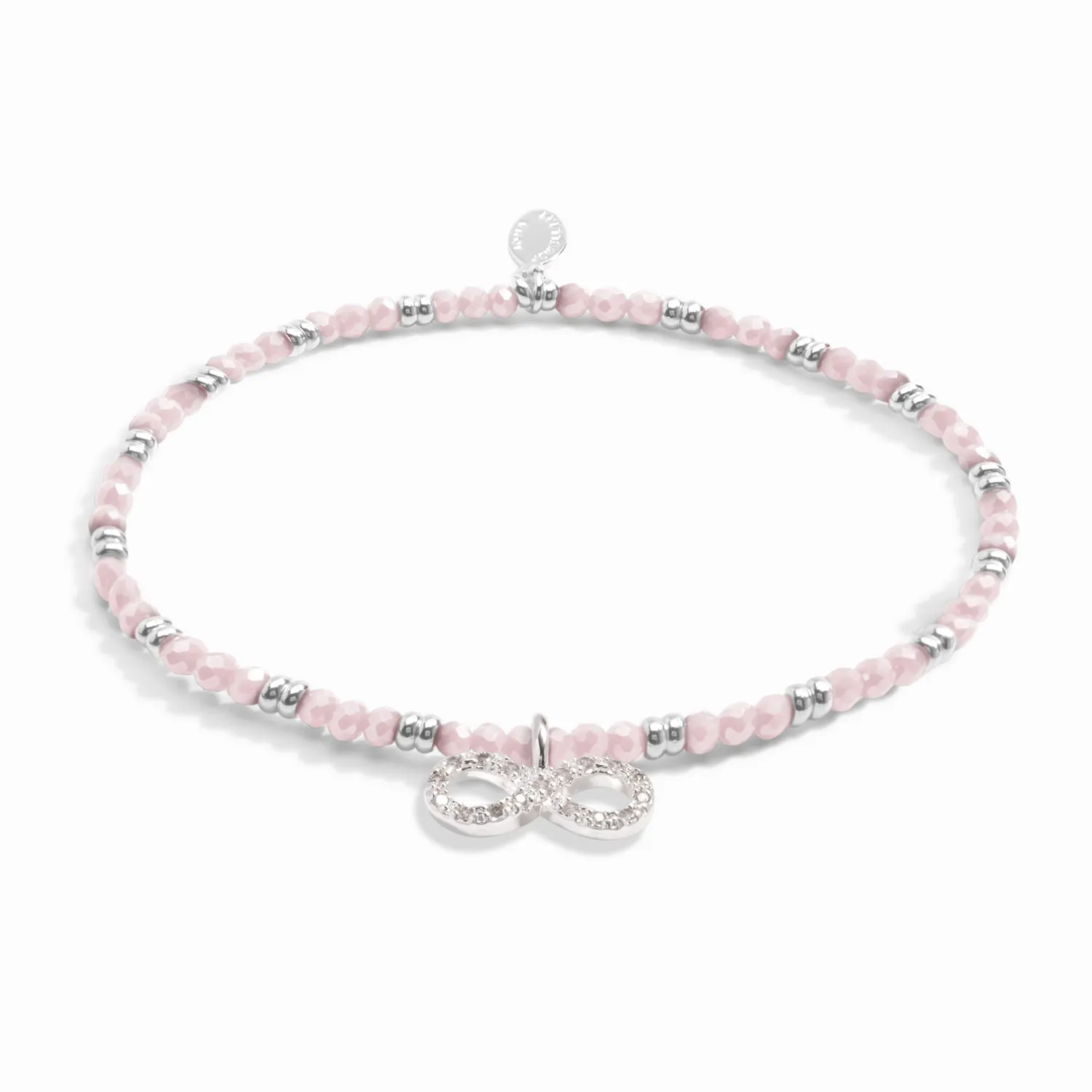 Boho Beads Infinity Pink Silver Plated Bracelet 7779