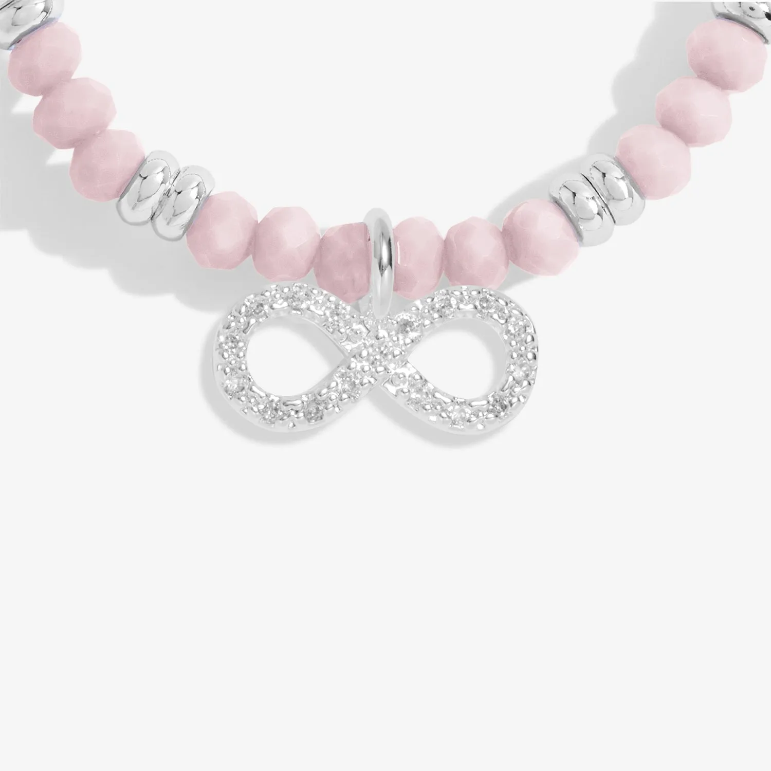 Boho Beads Infinity Pink Silver Plated Bracelet 7779