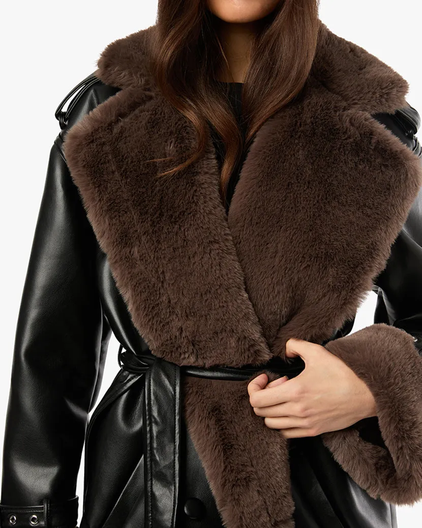 Bonded Faux Fur Overcoat