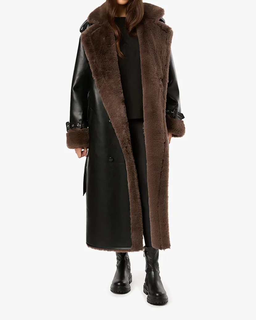 Bonded Faux Fur Overcoat