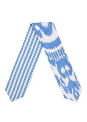 Caldwell Silk Ikat Twilly / Neck Scarf - Blue, White