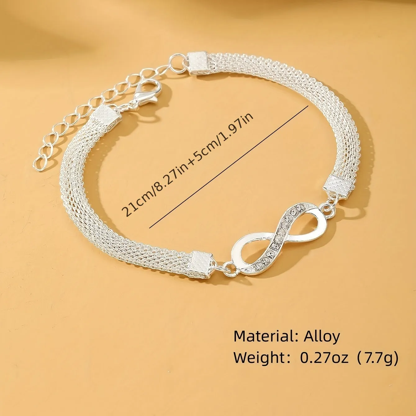 Chic Infinity Symbol Anklet with Sparkling Zircon Detail