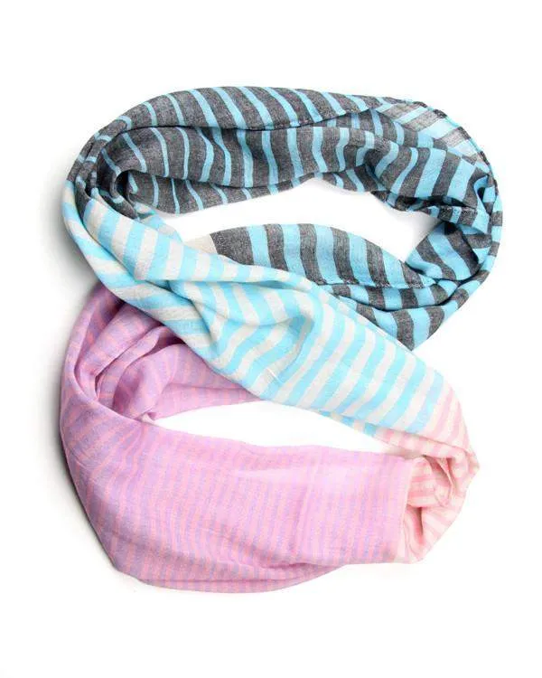 Circle Scarf / Blue Pink & Lavender / Unisex