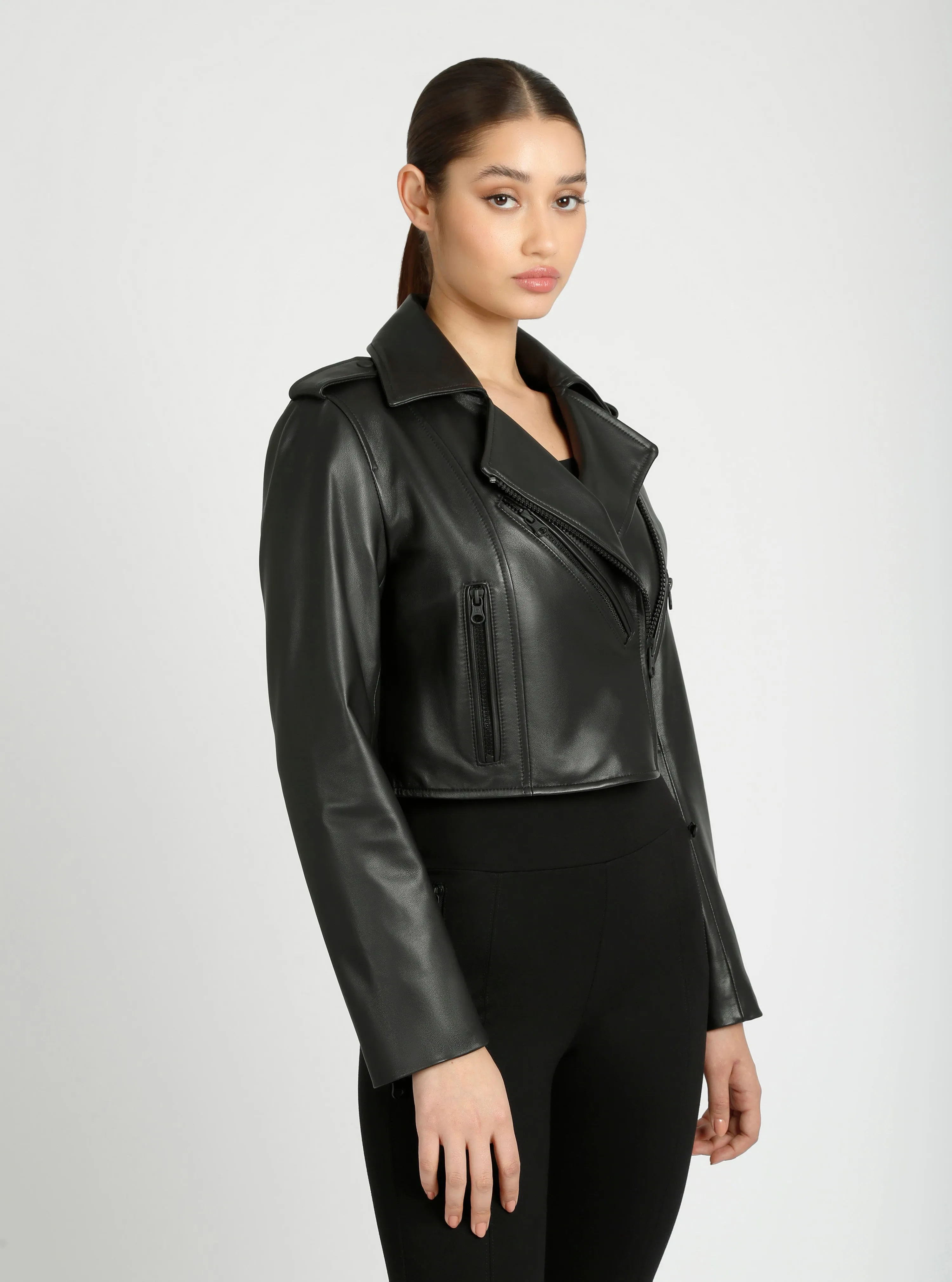 Cleo Cropped Moto Jacket