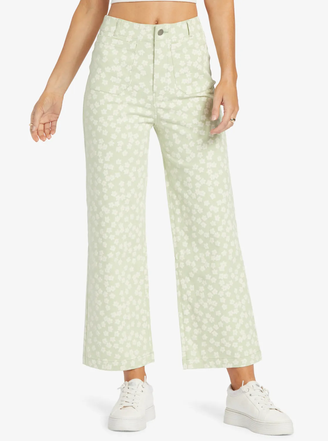 Coastal Cruiser Printed Pants - Quiet Green Floral Delight Sm