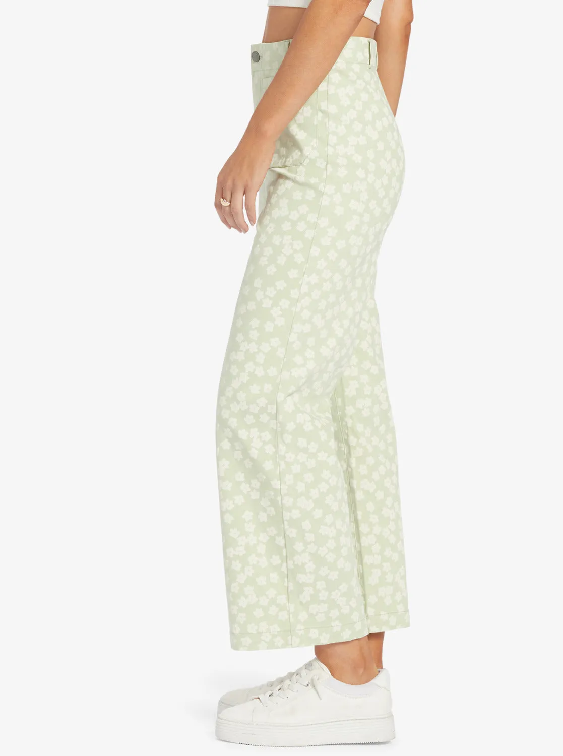 Coastal Cruiser Printed Pants - Quiet Green Floral Delight Sm