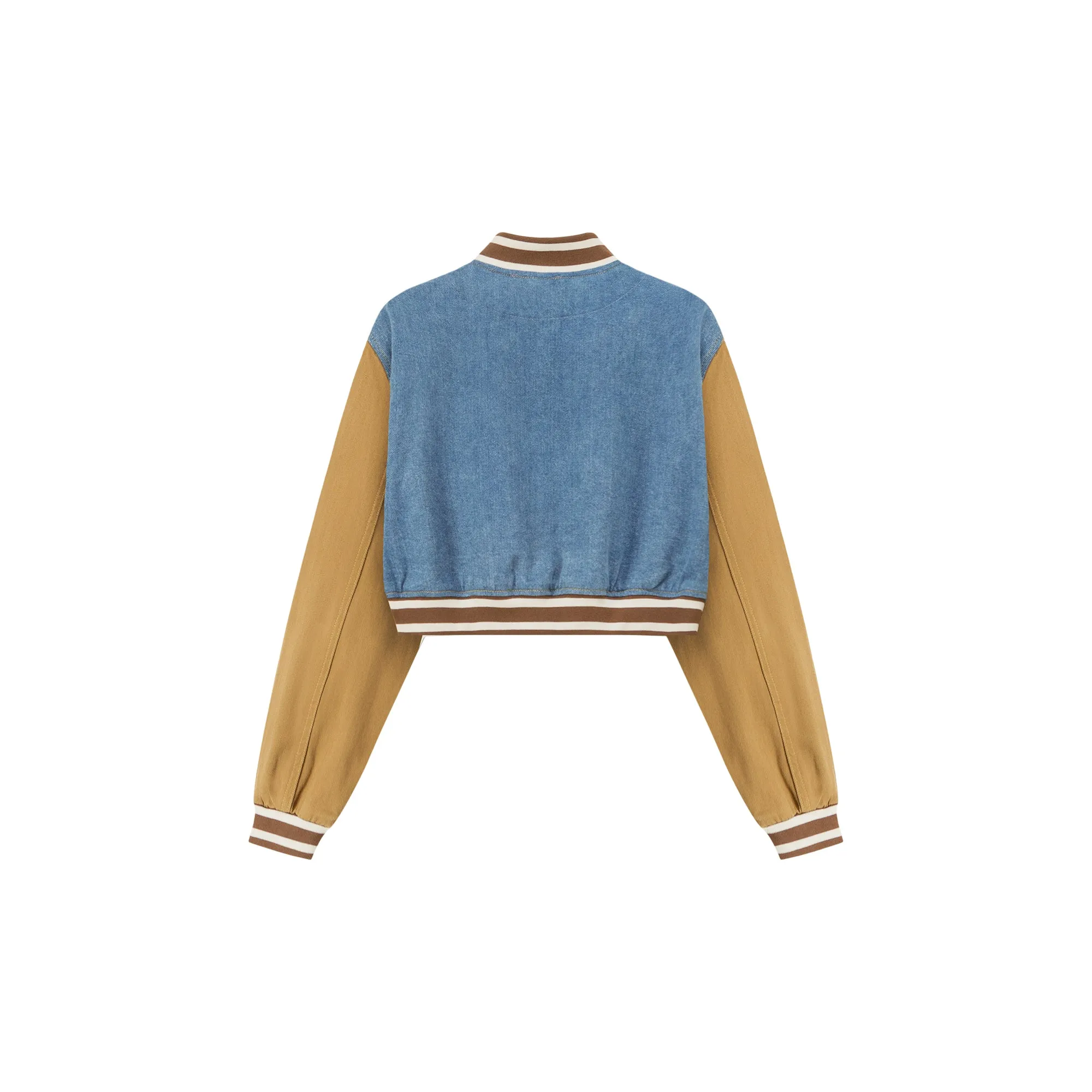 Color Matching Varsity Cropped Jacket