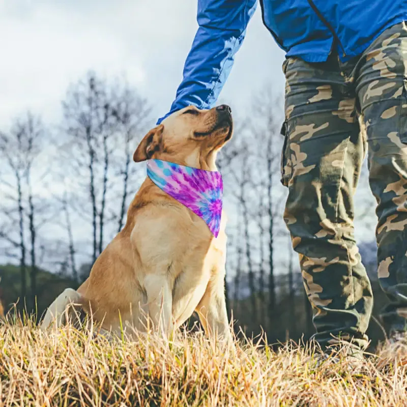 Colorful Tie-Dye Bandana for Dogs Polyester Pet Bib Accessory